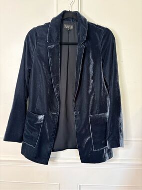 Topshop Velvet Blazer Jacket in soft Blue